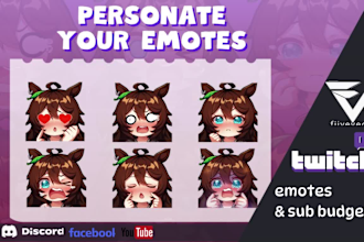 create custom emotes and sub badges for discord emoji,kick, twitch, youtube