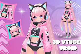 create 3d character models and 3d rigging for 3d vtuber, vroid and anime