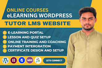 develop an education and elearning lms website using tutor lms