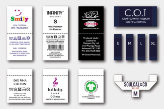 design clothing label, washing label, care label, neck label