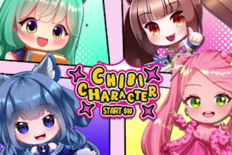 draw cute chibi art character of your oc, chibi for profile, stream, and sticker