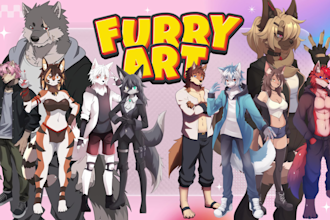 draw furry art, anthro, anime fursona, and original character in anime style