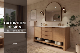do bathroom interior design in 3d and render