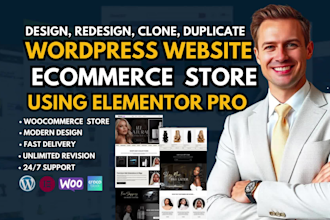 design, redesign, clone,wordpress ecommerce website by woocommerce,elementor pro
