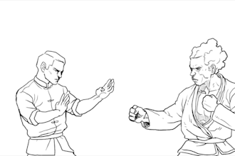 create pencil drawn 2d fighting frame by frame line art traditional animation