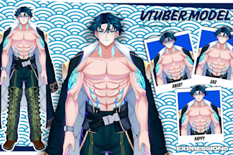 draw professional vtuber model ready to rig for live2d in anime style