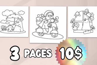 draw bold and easy, cute coloring book pages for adults and children