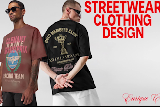 create luxury streetwear clothing design or tshirt graphic