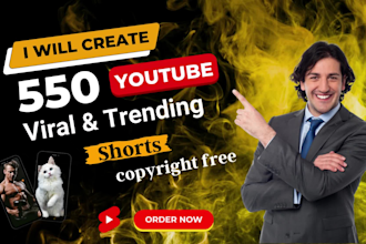 create 550 viral youtube shorts video, motivational shorts or pets funny videos