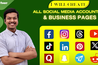 perfectly create and set up all social media accounts and business pages