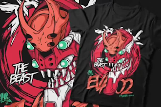draw a robot mecha design and anime tshirt in my style