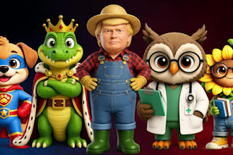 do cute 3d cartoon characters, blind box figures and action figures for 3d print