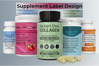 design professional supplement label design for protein, collagen, vitamins