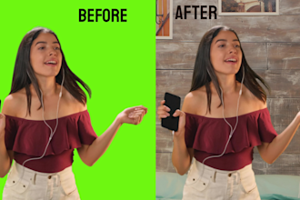 do professional green screen removal and chroma key video editing