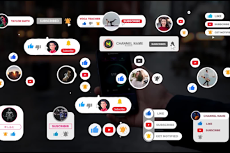 make modern youtube subscribe animation, like and bell icon button
