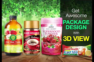design product packaging box, label design, pouch design