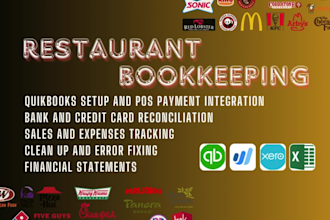 manage bookkeeping and accounting for restaurant, cafe, bakery and food business