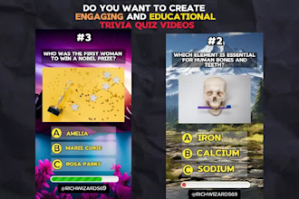 create trivia quiz videos for tiktok, youtube, instagram