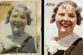 restore, retouch, color, fix, repair, enhance and sharpen damaged old photo