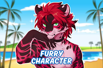 draw furry art, original furry character, anthro art, and fursona, anime sfw
