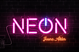 make 3d custom neon light intro text or logo animation