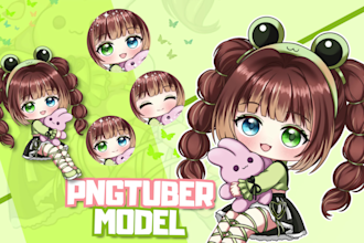 create chibi png tuber, chibi vtuber, chibi illustration for your stream