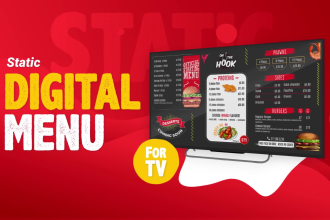 design editable digital menu, digital screen or menu baord