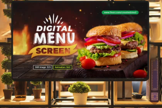 design digital screen menu for your cafe, bar or restaurant