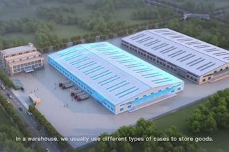 create 3d industrial robotic picking system animation warehouse automation video