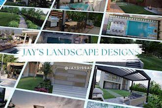 design garden, backyard, swimming pool, landscape 3d