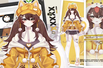 design 2d vtuber model, live 2d cute female vtuber model and vtuber rigging