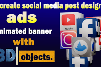 create social media post and advertisement with 3d objects