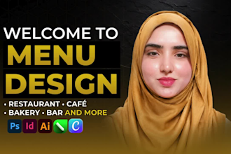 design a professional restaurant menu, bifold or trifold menu card