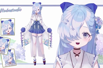 design v tuber model, v tuber anime v tuber commission live2d rigging for stream