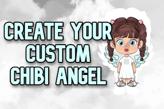 draw a custom cute kawaii chibi angel characters