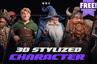 create a stylized 3d character for game or animation