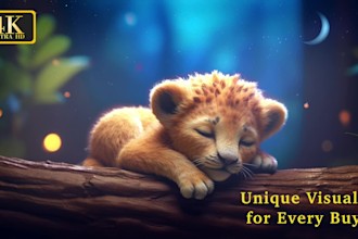 create 30 original 4k lullaby baby sleep video with royalty free music