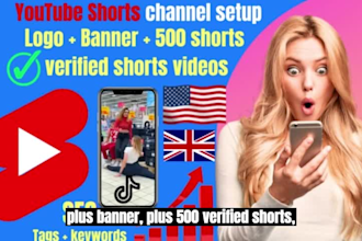 create youtube channel with 100 shorts video