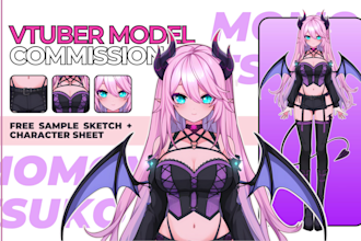 draw custom vtuber model lived2d high quality ready to rig