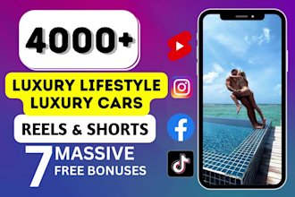create 4000 luxury lifestyle and luxury cars youtube shorts reels tiktoks
