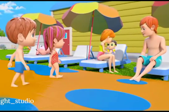 create 3d kids animation, nursery rhymes, animation for kids, 3d music video