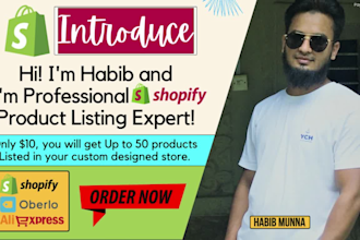 do manually shopify product listing or shopify product uploading and data entry