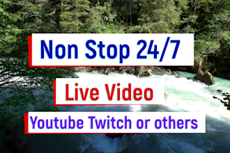 create setup 24 7 hours live stream video youtube twitch any website