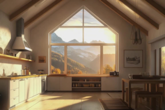 design kitchen in 3d and interior render