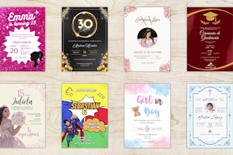 personalized birthday cards, quinceañera invitations, baptisms and ceremonies