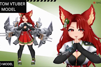 draw rig male and female live3d vtuber model, 3d vtuber, streaming avatar
