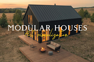 make realistic ai visuals and 3d architectural exteriors for modular houses