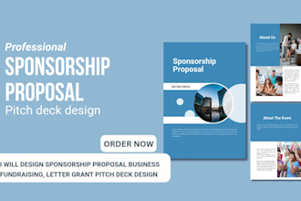 design sponsorship proposal business fundraising, letter grant pitch deck design