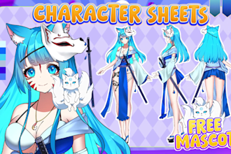 draw custom character or reference sheet of your oc, vtuber design, or ar