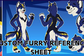 draw custom reference sheet, aime art, fursona, furry reference sheet, furry art